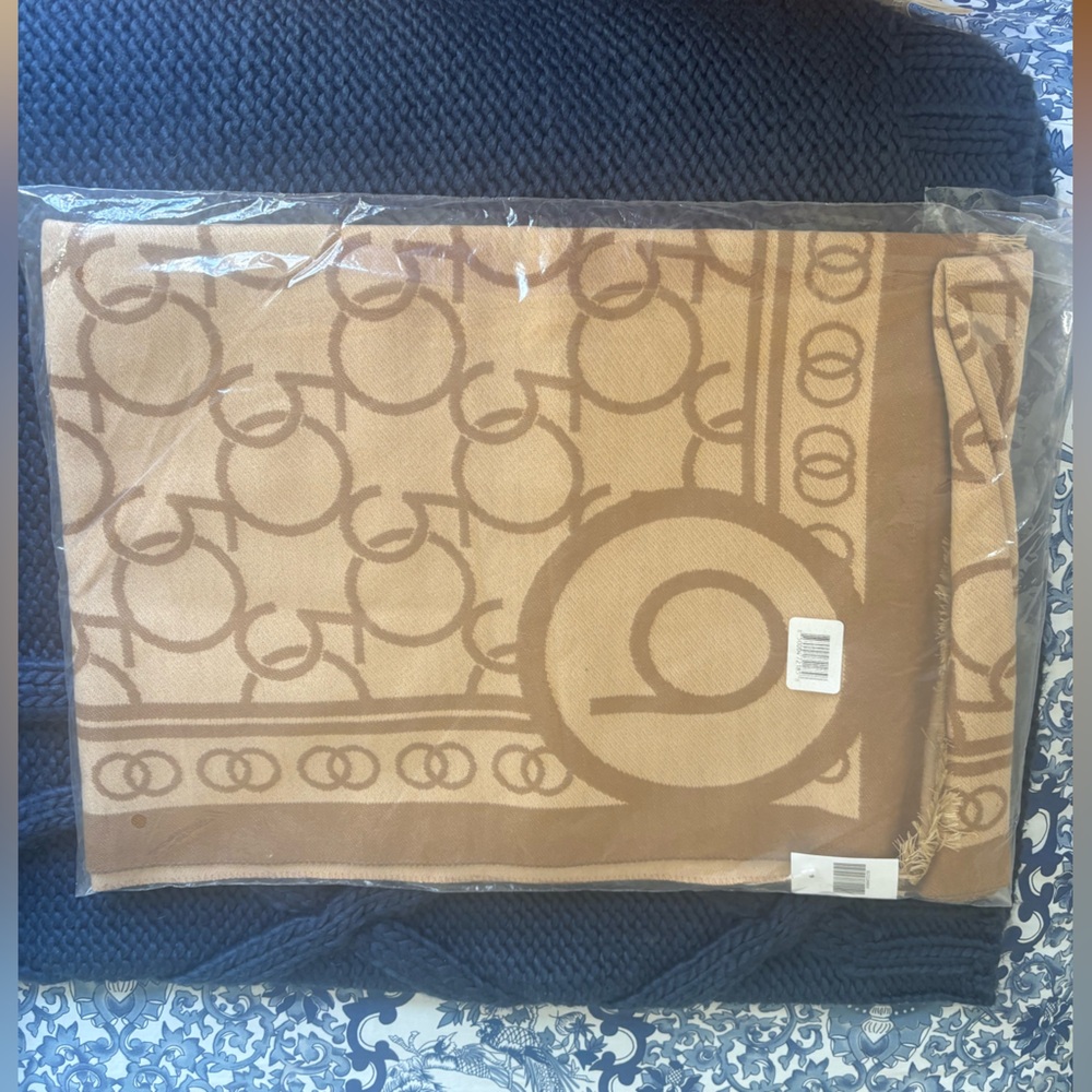 Bloomingdales Accessories 50th Anniversary Double Sided Rectangle Scarf Camel